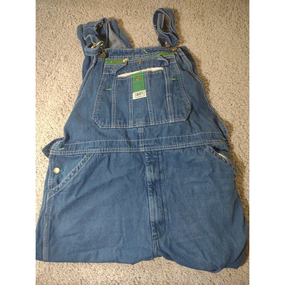 Liberty Overalls Mens 38x32 Blue Workwear Carpenter Utility Pocket Bib Denim